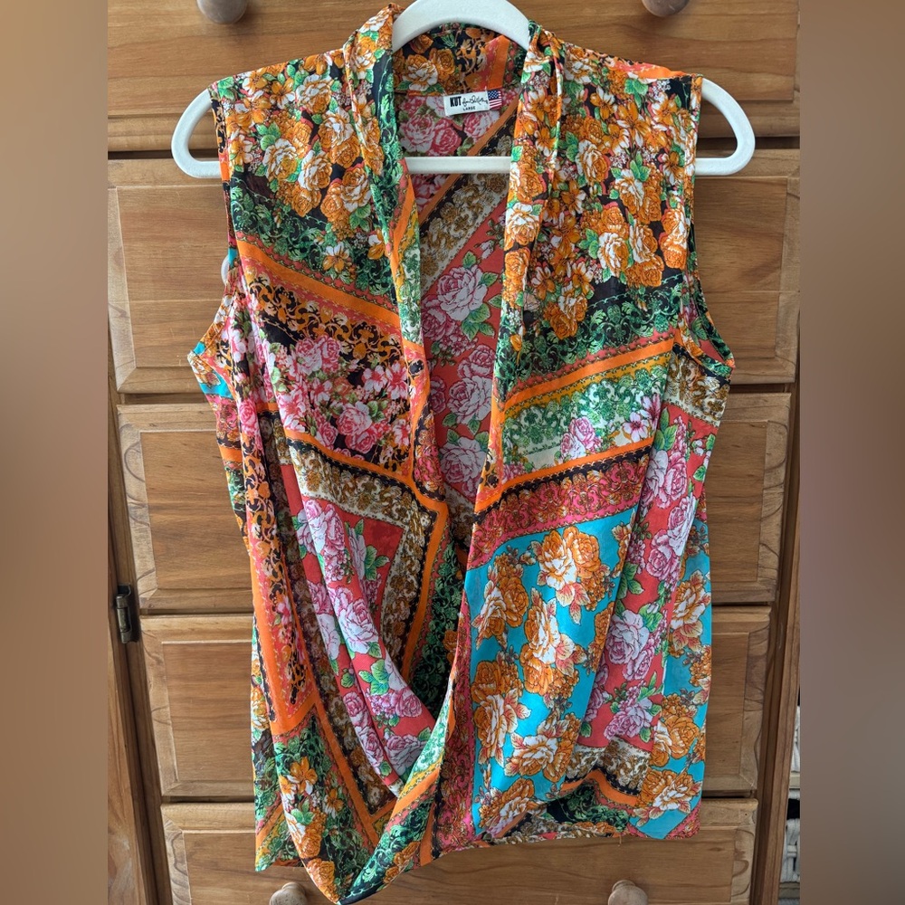 Kut from the Kloth Blouse Shirt Large Western